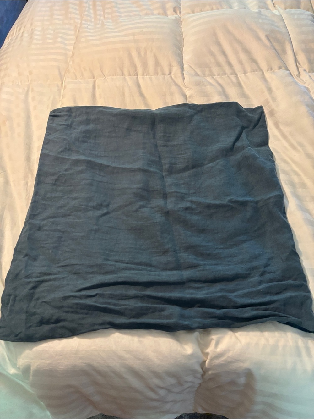 Soft Deep Blue Linen Euro Pillow Cover by Piglet